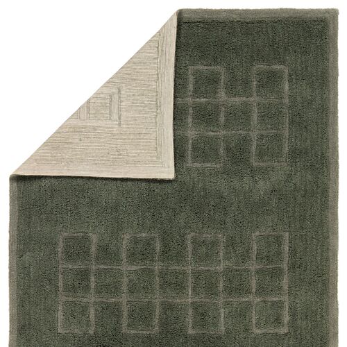 Tulley Handmade Tribal Rug, Green 3 Tulley Handmade Tribal Rug, Green