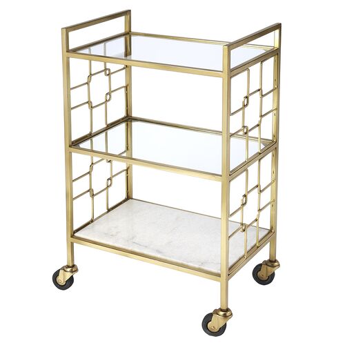 Owen Bar Cart, Polished Gold 1 Owen Bar Cart, Polished Gold