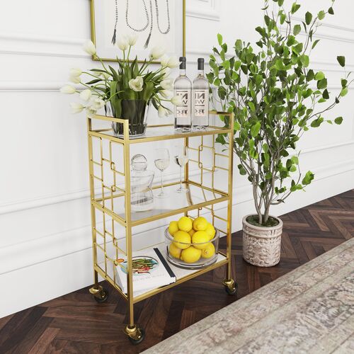 Owen Bar Cart, Polished Gold 5 Owen Bar Cart, Polished Gold