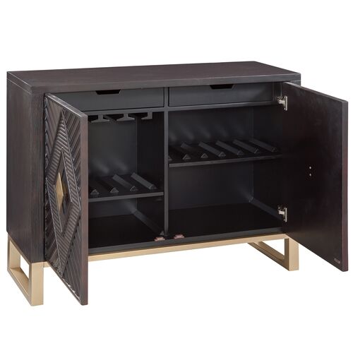 Kensington Bar Cabinet, Brown/Gold 3 Kensington Bar Cabinet, Brown/Gold