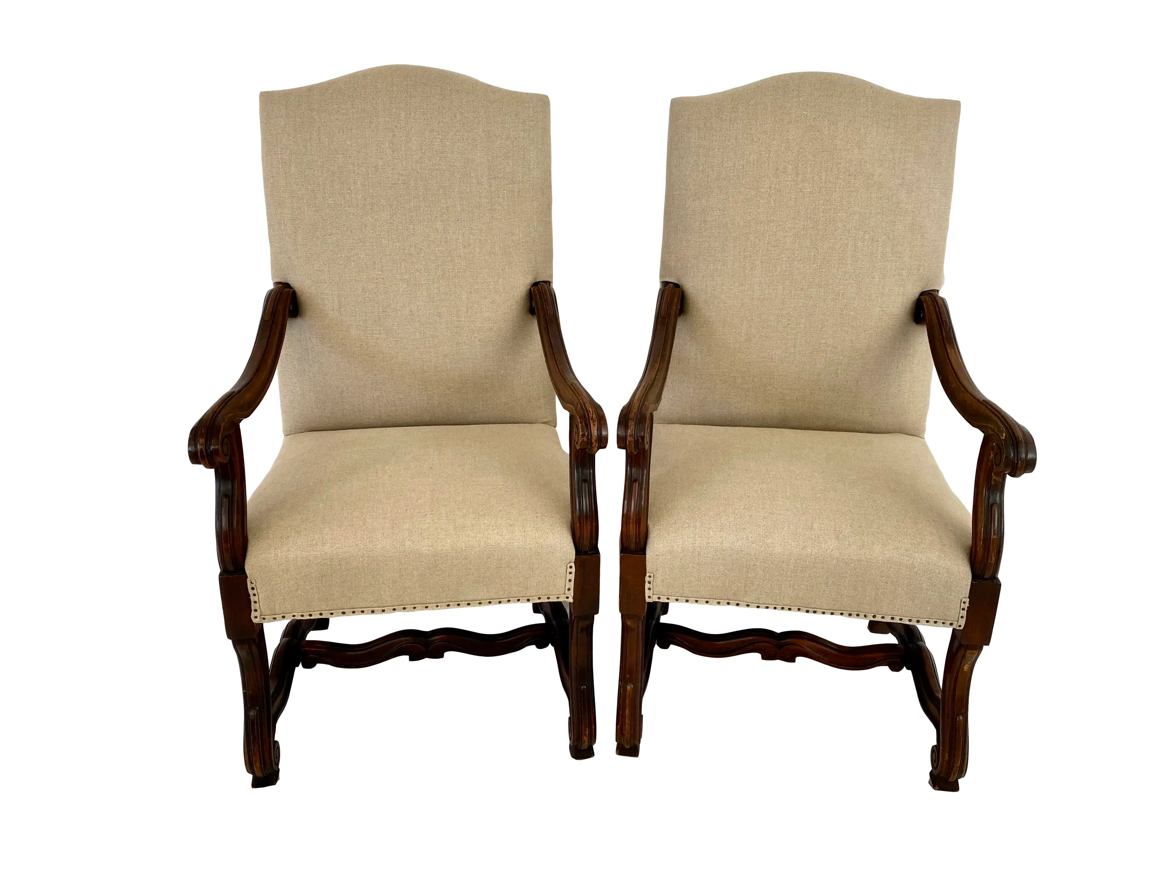 19th C French Oak Throne Armchairs/ Pair 1 19th C French Oak Throne Armchairs/ Pair
