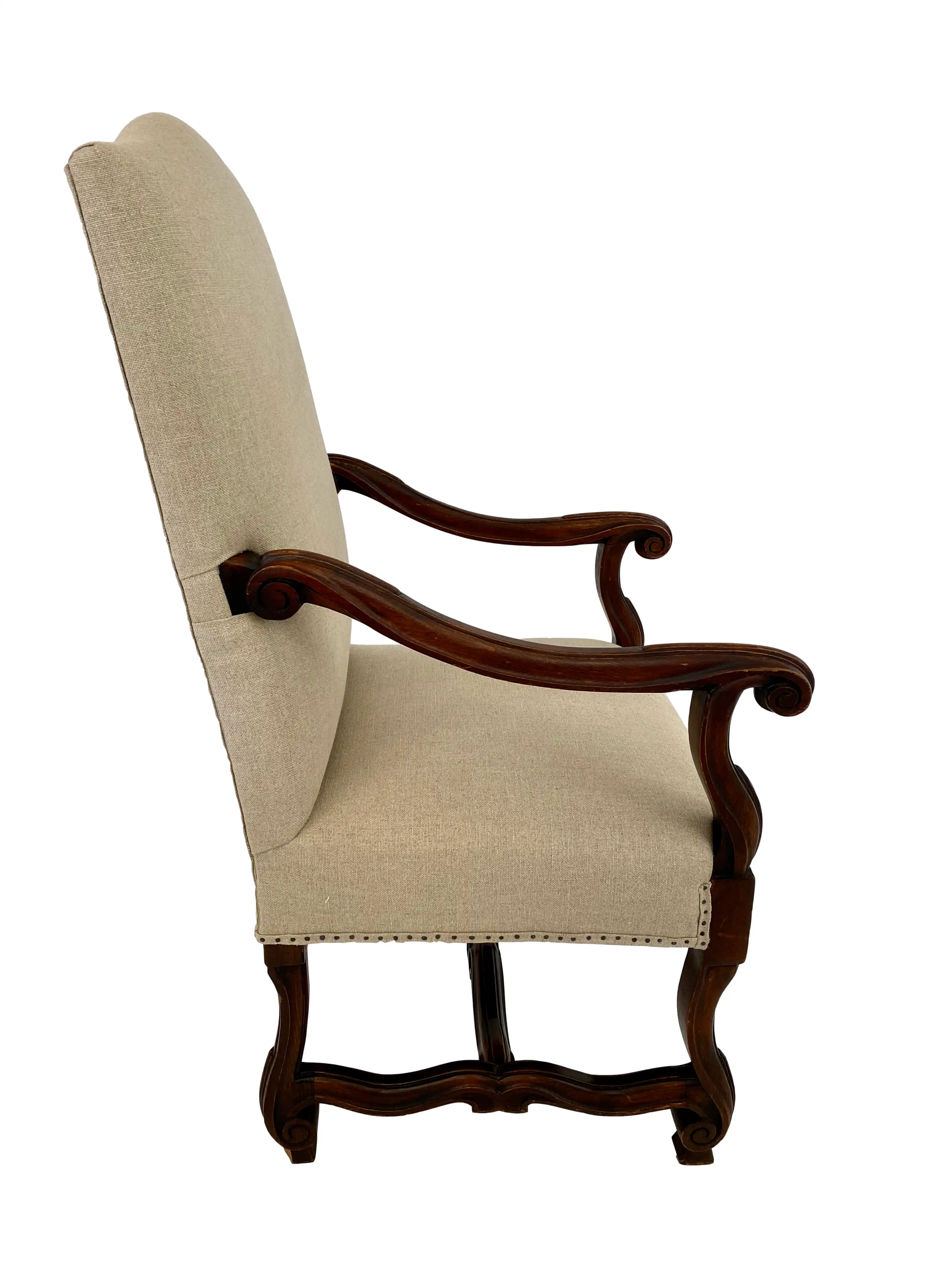 19th C French Oak Throne Armchairs/ Pair 3 19th C French Oak Throne Armchairs/ Pair