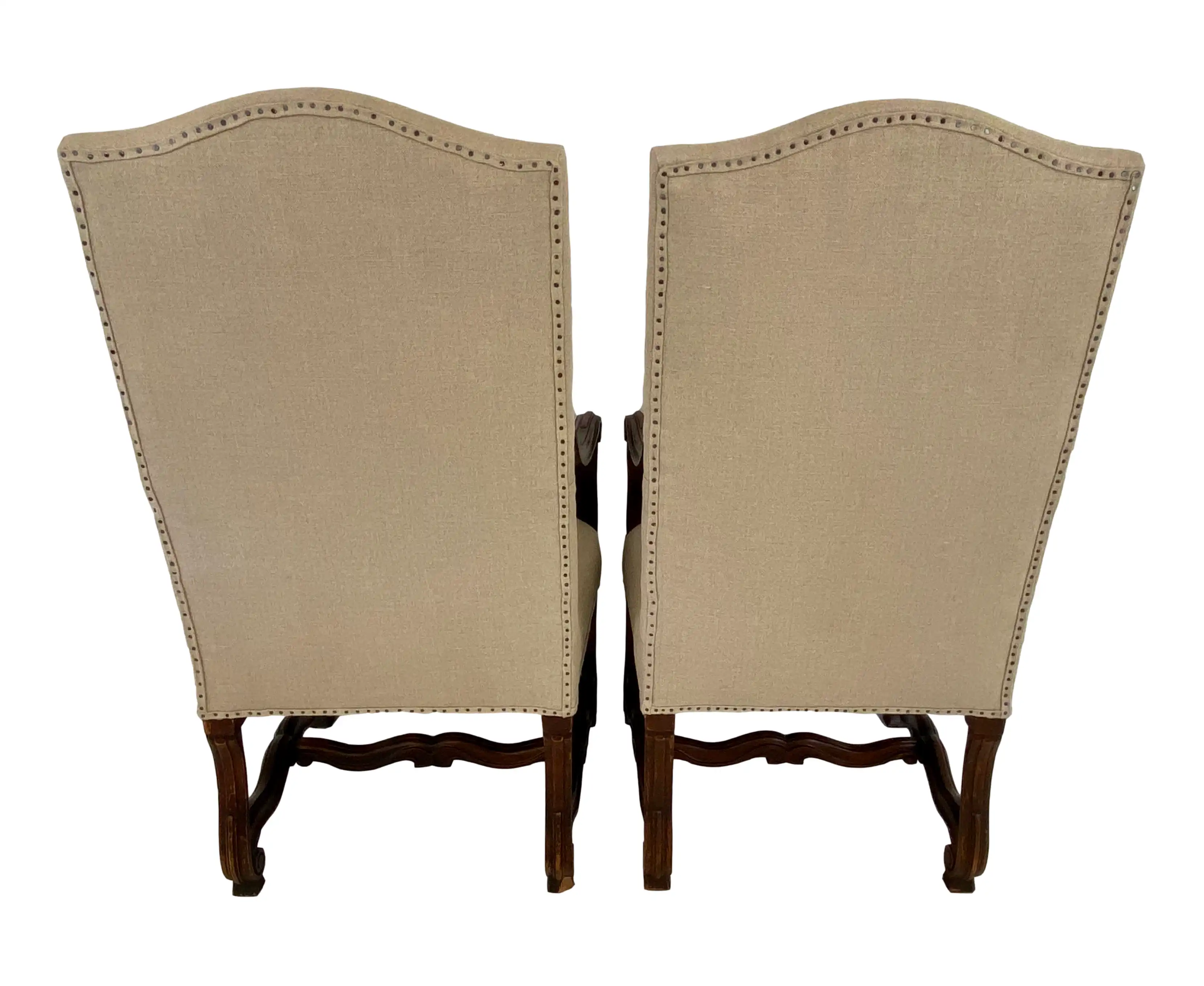 19th C French Oak Throne Armchairs/ Pair 6 19th C French Oak Throne Armchairs/ Pair