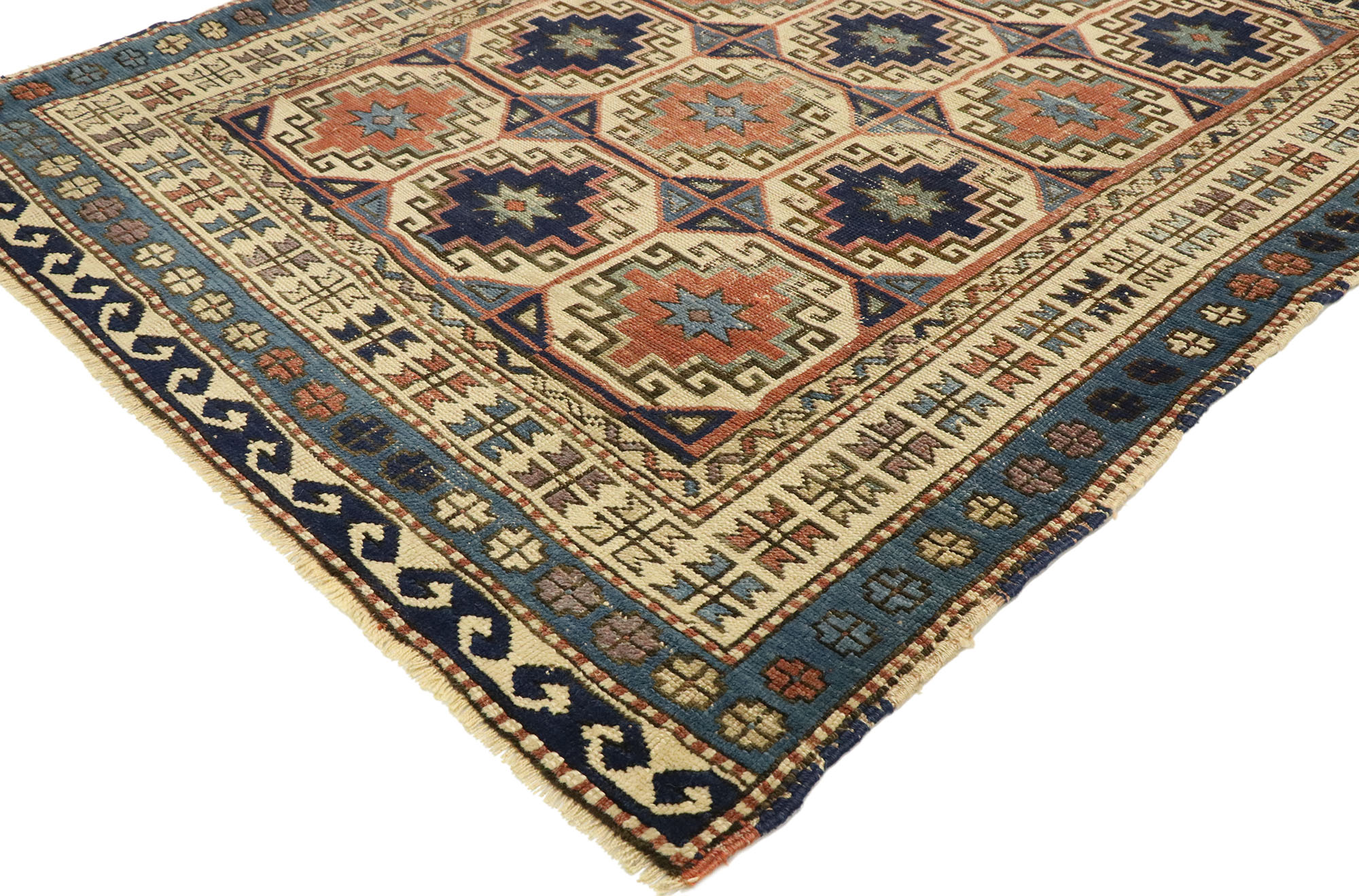 Antique Moghan Kazak Rug, 4'00 x 5'01 2 Antique Moghan Kazak Rug, 4'00 x 5'01