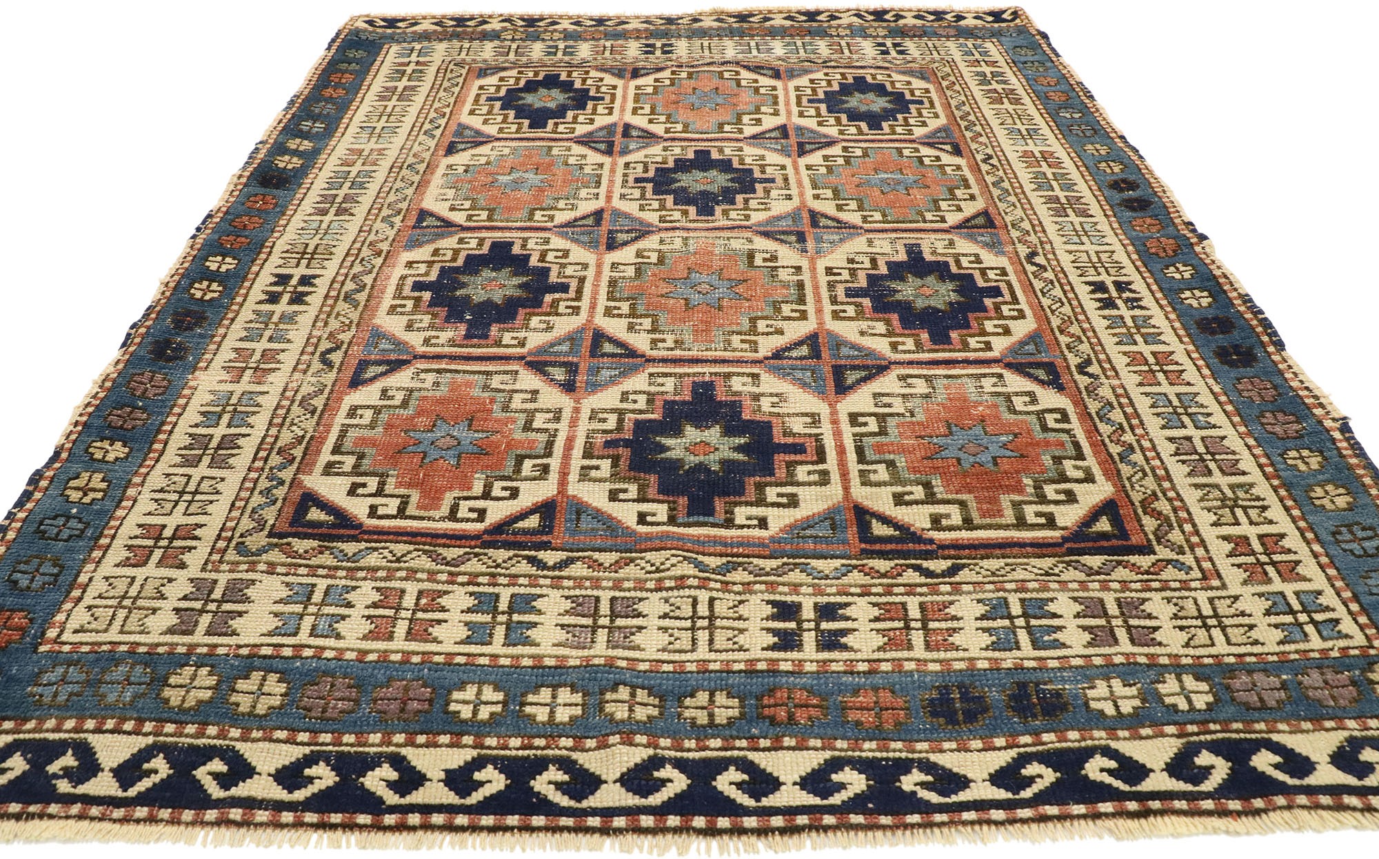 Antique Moghan Kazak Rug, 4'00 x 5'01 3 Antique Moghan Kazak Rug, 4'00 x 5'01