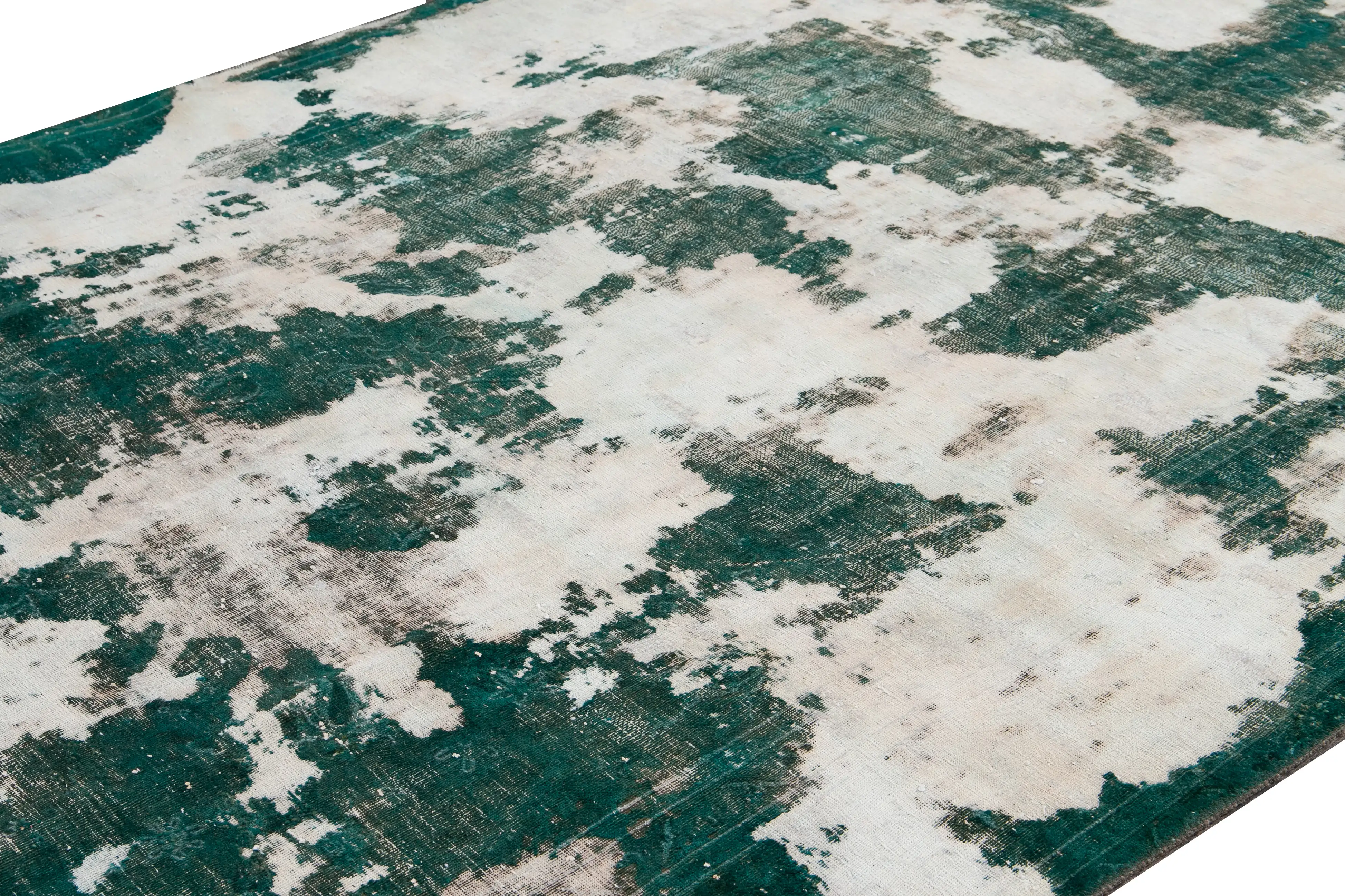 Vintage Abstract Green Wool Rug 2 Vintage Abstract Green Wool Rug