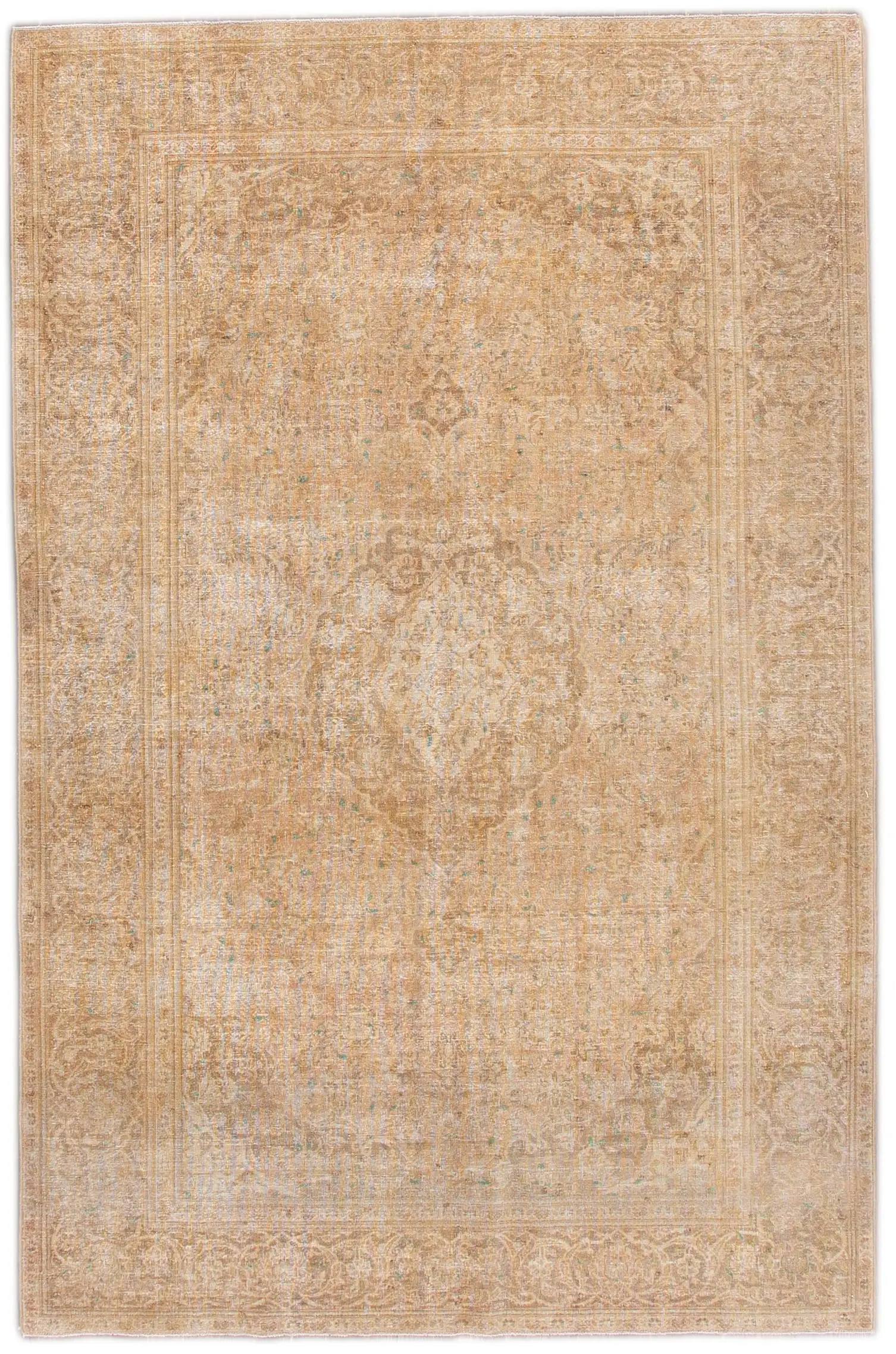 Vintage Beige Medallion Wool Rug 1 Vintage Beige Medallion Wool Rug