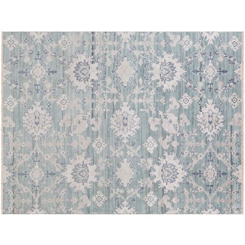 Raja Hand-Knotted Rug, Aqua/Taupe 1 Raja Hand-Knotted Rug, Aqua/Taupe
