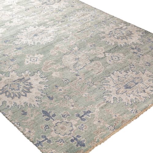 Raja Hand-Knotted Rug, Aqua/Taupe 2 Raja Hand-Knotted Rug, Aqua/Taupe