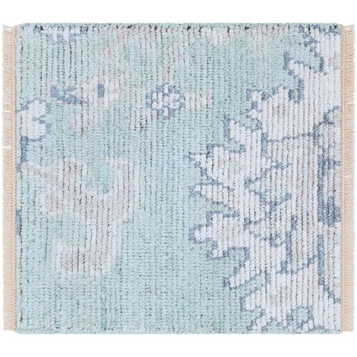 Raja Hand-Knotted Rug, Aqua/Taupe 5 Raja Hand-Knotted Rug, Aqua/Taupe