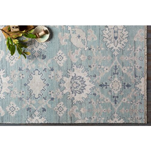 Raja Hand-Knotted Rug, Aqua/Taupe 6 Raja Hand-Knotted Rug, Aqua/Taupe
