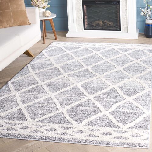 Lucia Marns Shag Rug, Grey/Ivory 2 Lucia Marns Shag Rug, Grey/Ivory