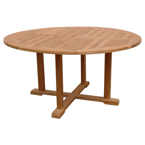 Toscana 59" Round Outdoor Dining Table, Natural Teak 1 Toscana 59" Round Outdoor Dining Table, Natural Teak