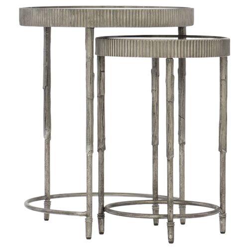 S/2 Accent Textured Iron Nesting Tables, Silver 1 S/2 Accent Textured Iron Nesting Tables, Silver
