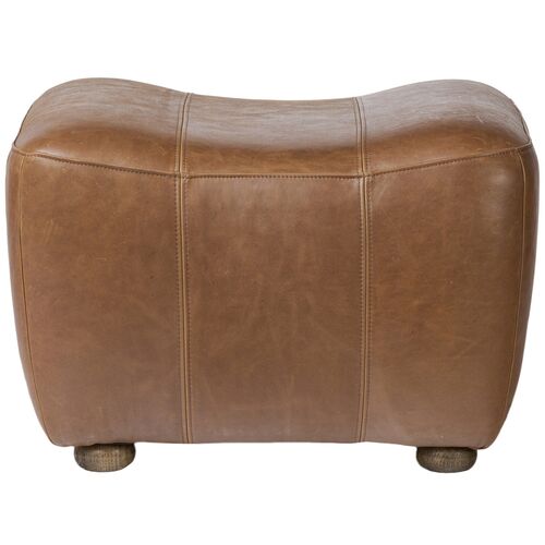 Kylo Leather Ottoman, Dulane Mahogany 2 Kylo Leather Ottoman, Dulane Mahogany