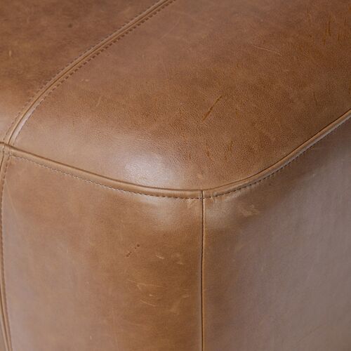 Kylo Leather Ottoman, Dulane Mahogany 6 Kylo Leather Ottoman, Dulane Mahogany