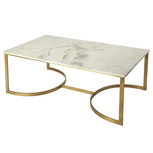 Lincoln Marble Top Coffee Table, Ivory/Gold 1 Lincoln Marble Top Coffee Table, Ivory/Gold