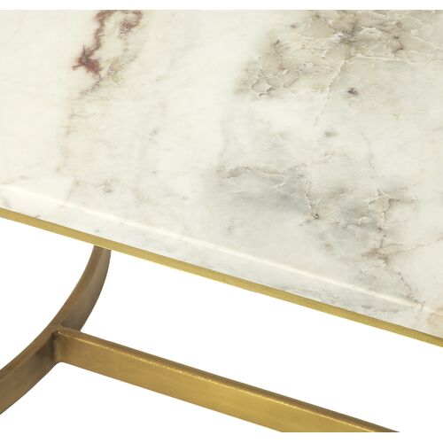Lincoln Marble Top Coffee Table, Ivory/Gold 2 Lincoln Marble Top Coffee Table, Ivory/Gold