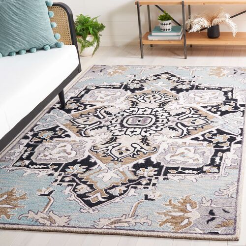 Billie Hand Tufted Rug, Blue/Black 2 Billie Hand Tufted Rug, Blue/Black