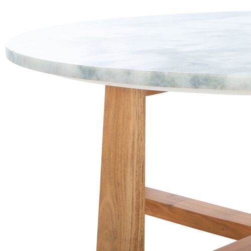 Conal Marble Top Coffee Table, White/Natural 3 Conal Marble Top Coffee Table, White/Natural