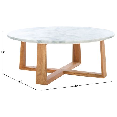 Conal Marble Top Coffee Table, White/Natural 7 Conal Marble Top Coffee Table, White/Natural