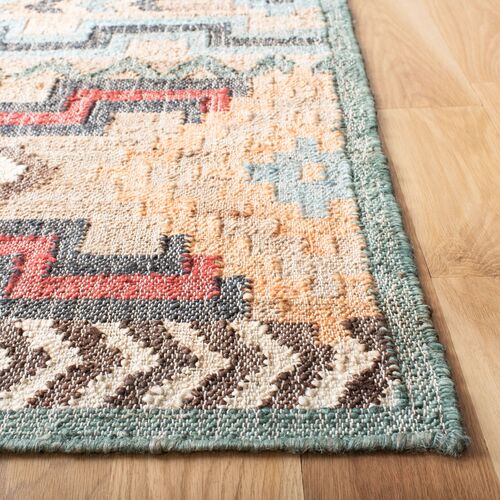 Kia Hand Woven Rug, Natural/Blue 3 Kia Hand Woven Rug, Natural/Blue