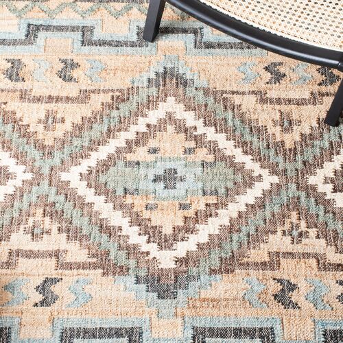 Kia Hand Woven Rug, Natural/Blue 6 Kia Hand Woven Rug, Natural/Blue