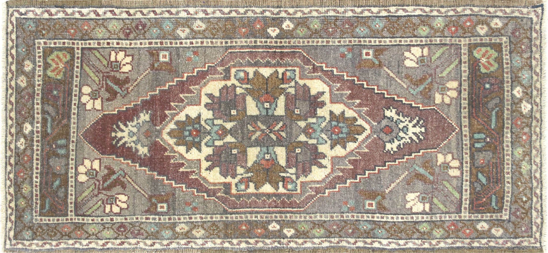 1960s Turkish Oushak Yastic, 1'9" x 3'9" 1 1960s Turkish Oushak Yastic, 1'9" x 3'9"