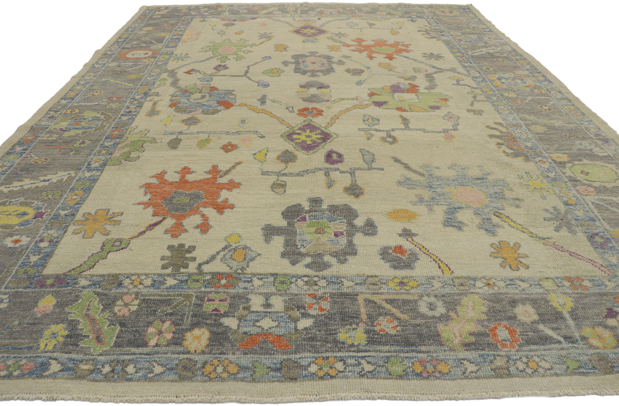 Colorful Turkish Oushak Rug, 9'2 x 12'1 3 Colorful Turkish Oushak Rug, 9'2 x 12'1
