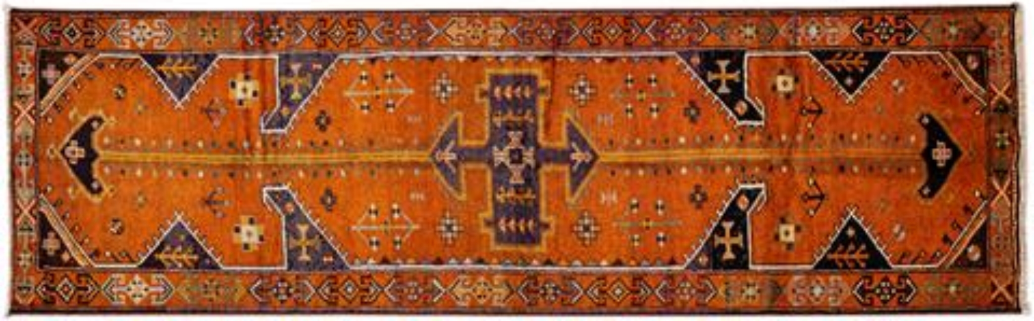 Vintage Handmade Orange Wool Runner Rug 1 Vintage Handmade Orange Wool Runner Rug