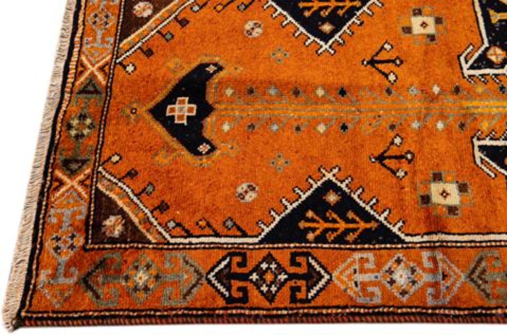 Vintage Handmade Orange Wool Runner Rug 3 Vintage Handmade Orange Wool Runner Rug