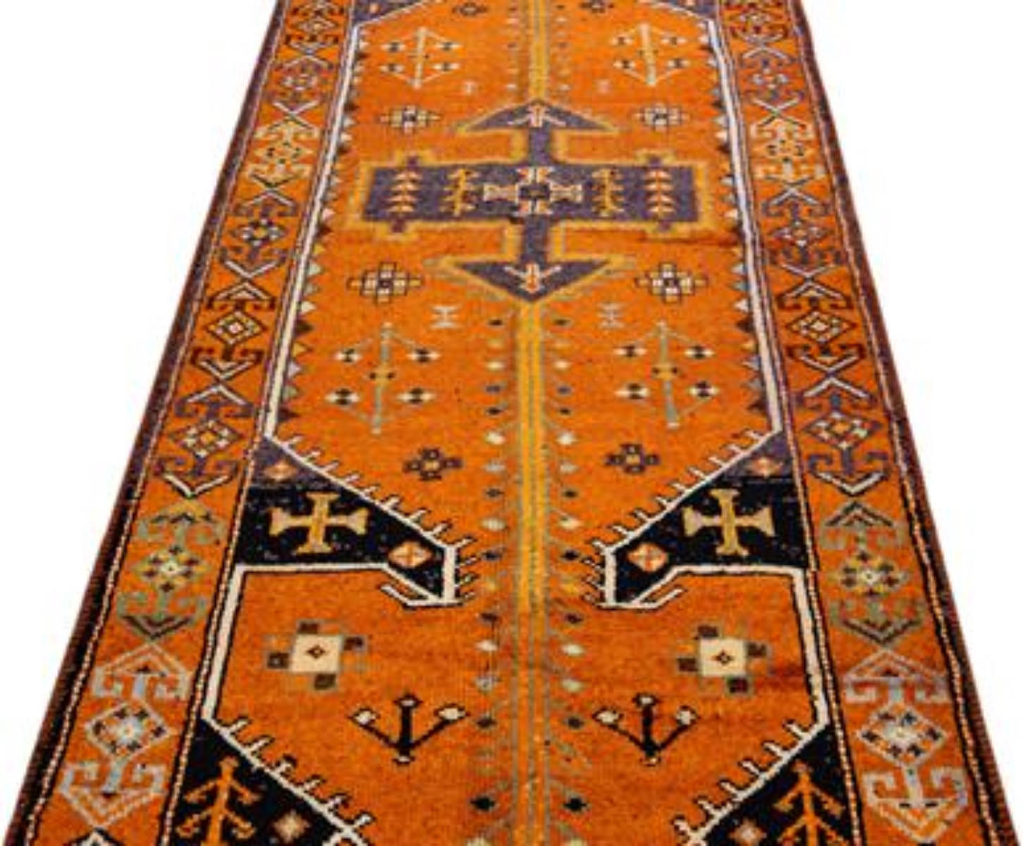 Vintage Handmade Orange Wool Runner Rug 5 Vintage Handmade Orange Wool Runner Rug