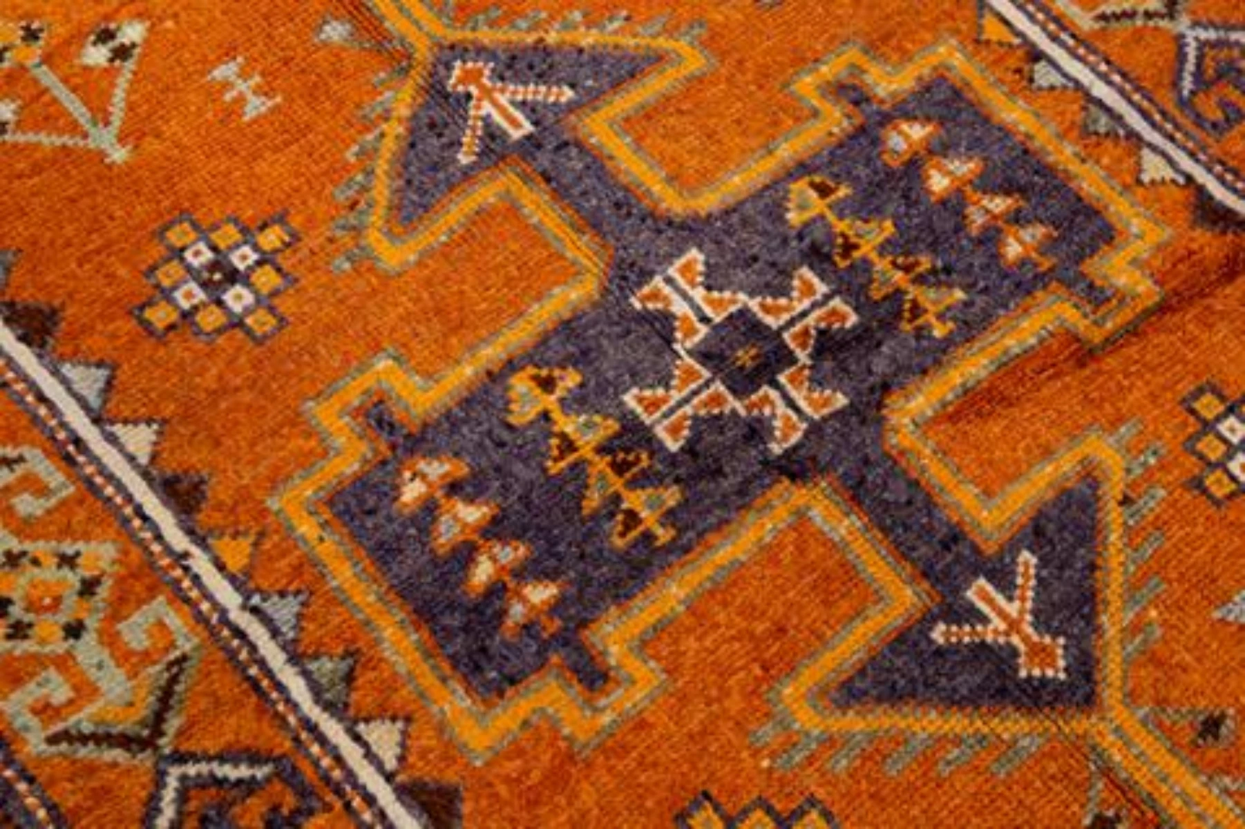 Vintage Handmade Orange Wool Runner Rug 6 Vintage Handmade Orange Wool Runner Rug