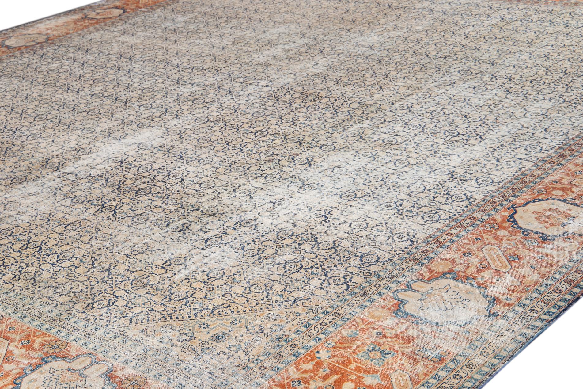 Antique Persian Tabriz Floral Rug 2 Antique Persian Tabriz Floral Rug