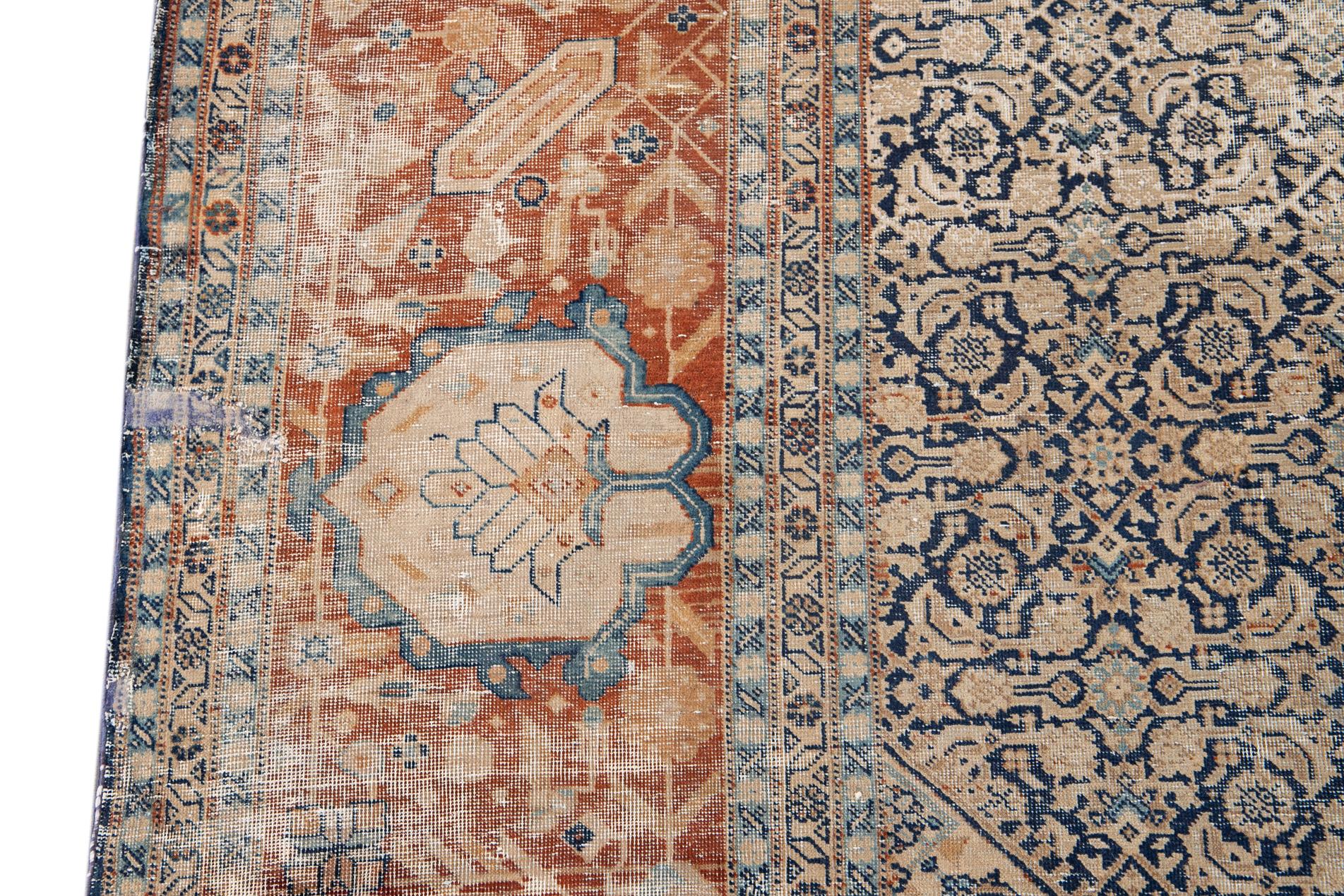 Antique Persian Tabriz Floral Rug 6 Antique Persian Tabriz Floral Rug