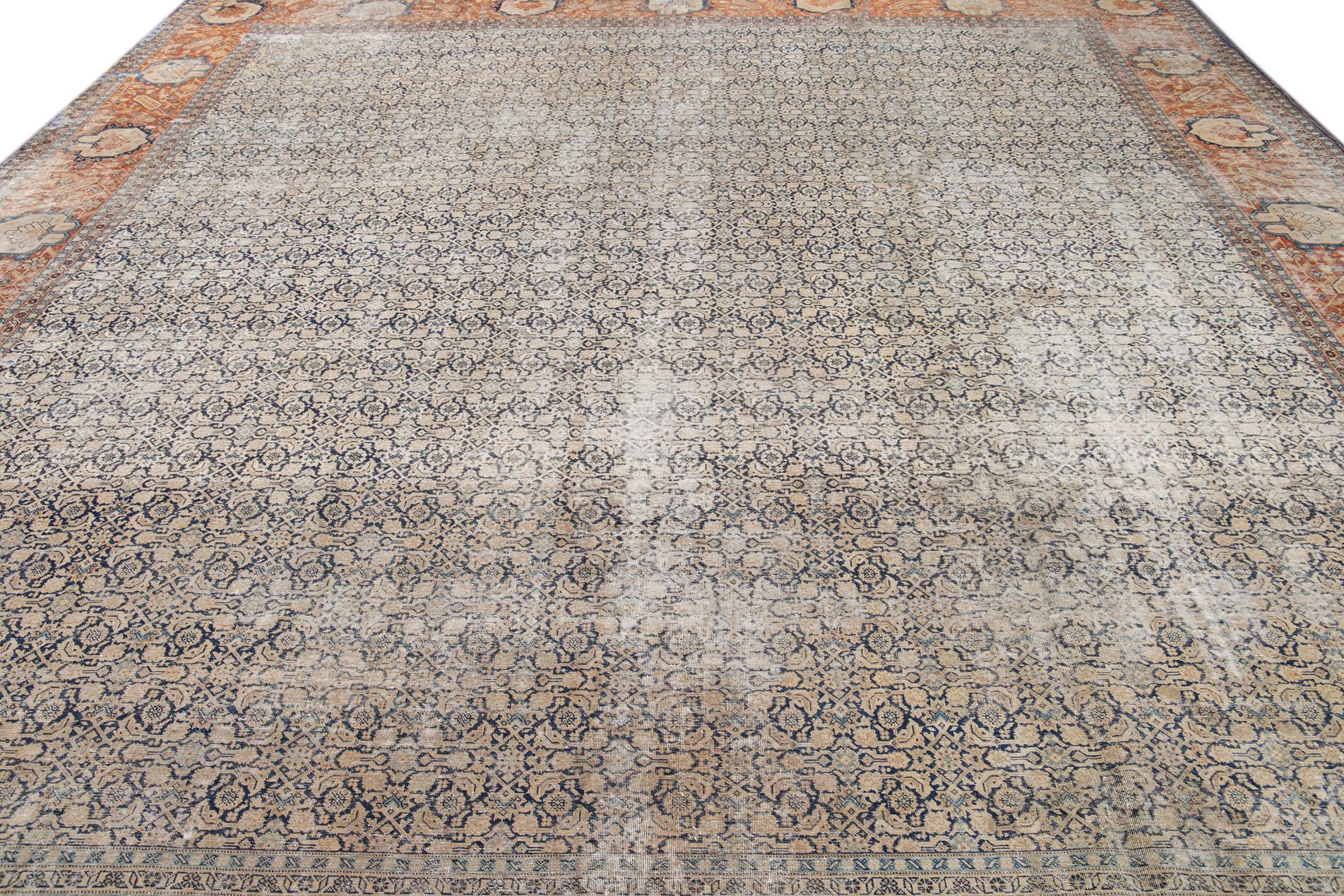 Antique Persian Tabriz Floral Rug 7 Antique Persian Tabriz Floral Rug