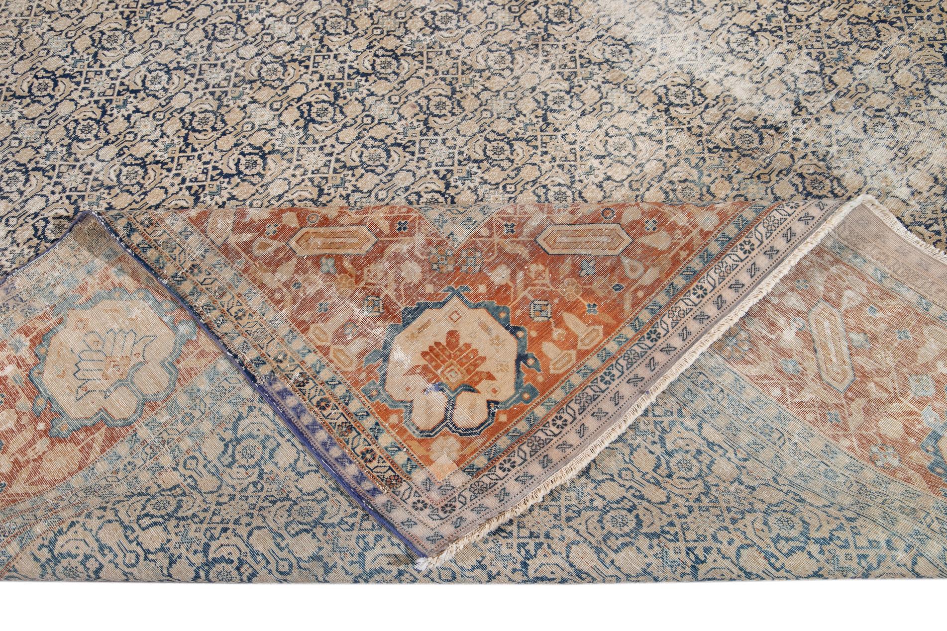 Antique Persian Tabriz Floral Rug 8 Antique Persian Tabriz Floral Rug