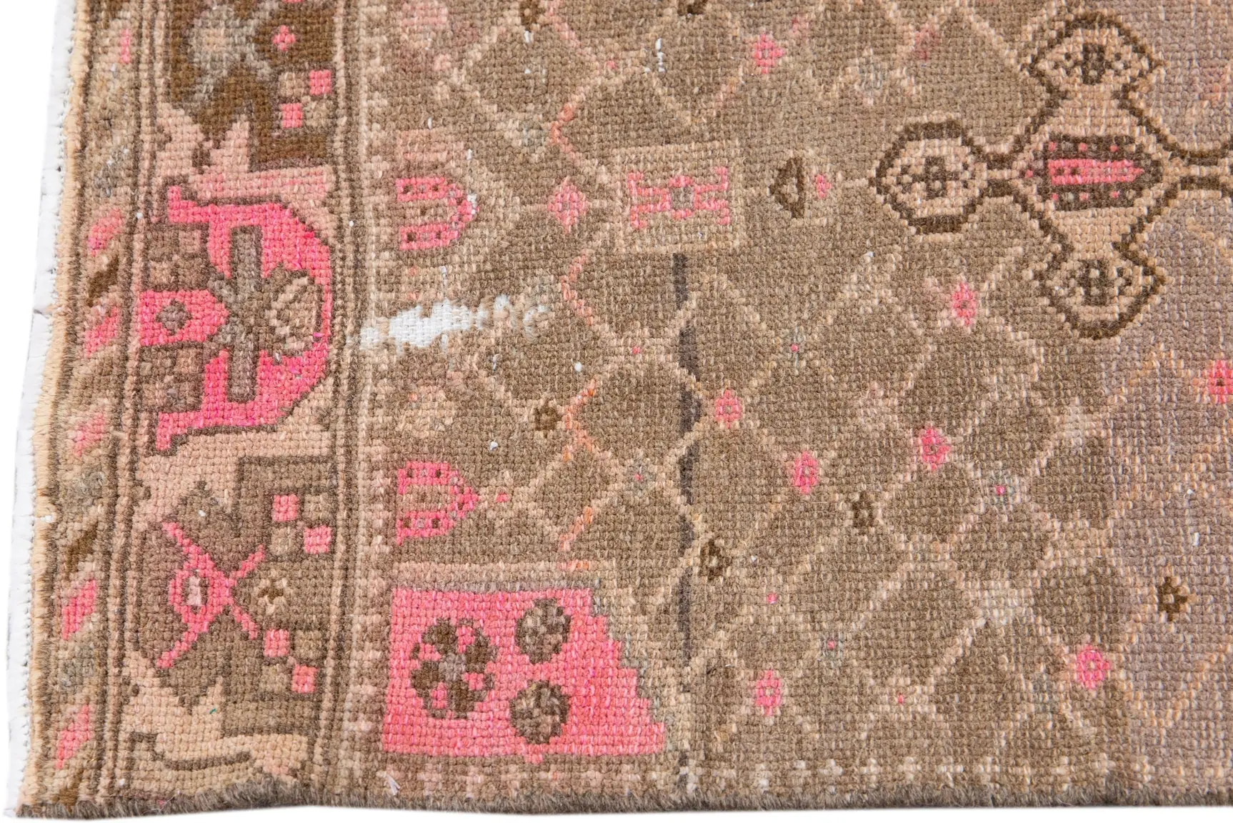 Vintage Geometric Brown Wool Runner 3 Vintage Geometric Brown Wool Runner