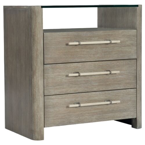 Affinity 3-Drawer Glass Top Nightstand, Gray 1 Affinity 3-Drawer Glass Top Nightstand, Gray