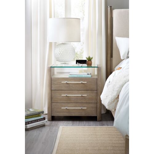 Affinity 3-Drawer Glass Top Nightstand, Gray 2 Affinity 3-Drawer Glass Top Nightstand, Gray