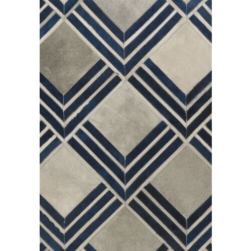 Eliot Hide Rug, Ivory/Navy 2 Eliot Hide Rug, Ivory/Navy