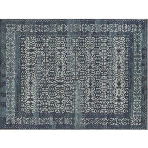 Cadence hand-knotted Rug, Navy Blue/Gray 1 Cadence hand-knotted Rug, Navy Blue/Gray