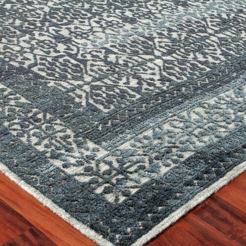 Cadence hand-knotted Rug, Navy Blue/Gray 2 Cadence hand-knotted Rug, Navy Blue/Gray
