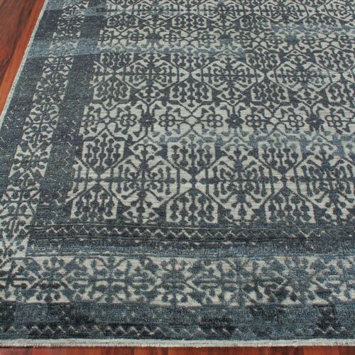 Cadence hand-knotted Rug, Navy Blue/Gray 3 Cadence hand-knotted Rug, Navy Blue/Gray