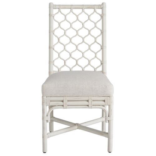 S/2 Coastal Living Marino Side Chairs, White Rattan/Snow 2 S/2 Coastal Living Marino Side Chairs, White Rattan/Snow
