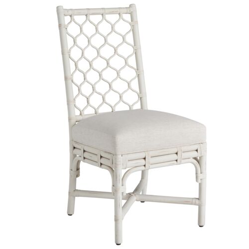 S/2 Coastal Living Marino Side Chairs, White Rattan/Snow 3 S/2 Coastal Living Marino Side Chairs, White Rattan/Snow