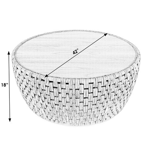 Micah Round Rattan Drum Coffee Table, Natural 4 Micah Round Rattan Drum Coffee Table, Natural