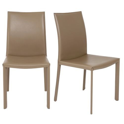 S/2 Callen Side Chairs, Taupe Faux Leather 1 S/2 Callen Side Chairs, Taupe Faux Leather