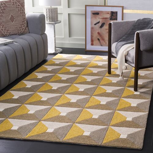 Faye Hand Tufted Rug, Grey/Gold 2 Faye Hand Tufted Rug, Grey/Gold