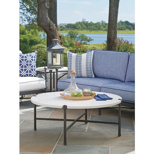 Pavlova Round Outdoor Cocktail Table, White/Black 2 Pavlova Round Outdoor Cocktail Table, White/Black